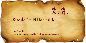Kozár Nikolett névjegykártya
